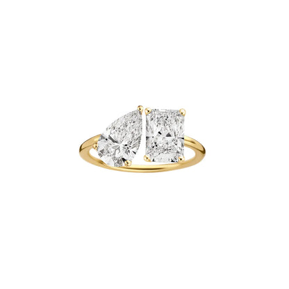 Timeless 2.75 CT Radiant & Pear Cut Toi Eti Moi Setting Lab Grown Diamond Engagement Ring