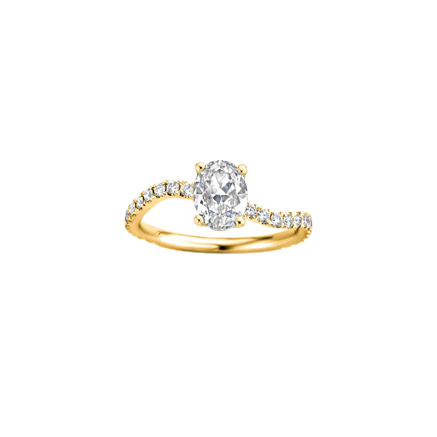 Timeless 1.1 CT Oval Cut Swirl Pave Unique Styled Lab Grown Diamond Engagement Ring