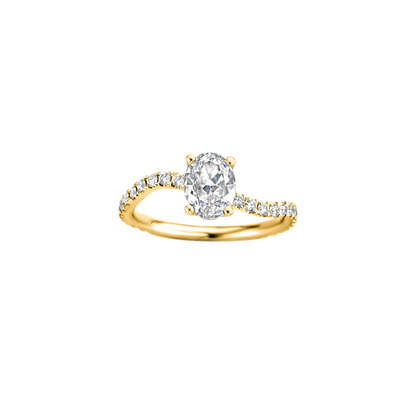 Timeless 1.1 CT Oval Cut Swirl Pave Unique Styled Lab Grown Diamond Engagement Ring