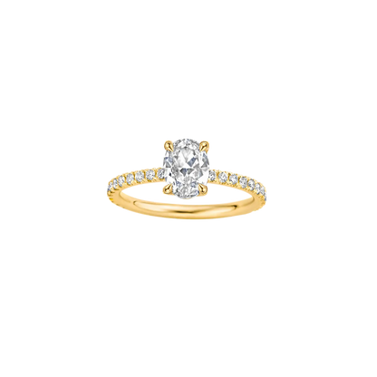 Timeless 1.2 CT Oval Cut Pave Styled Setting Lab Grown Diamond Engagement Ring