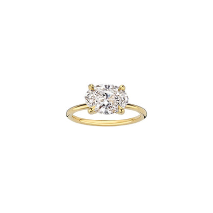 Timeless 2 CT Oval Cut East-West Solitaire Lab Grown Diamond Engagement Ring