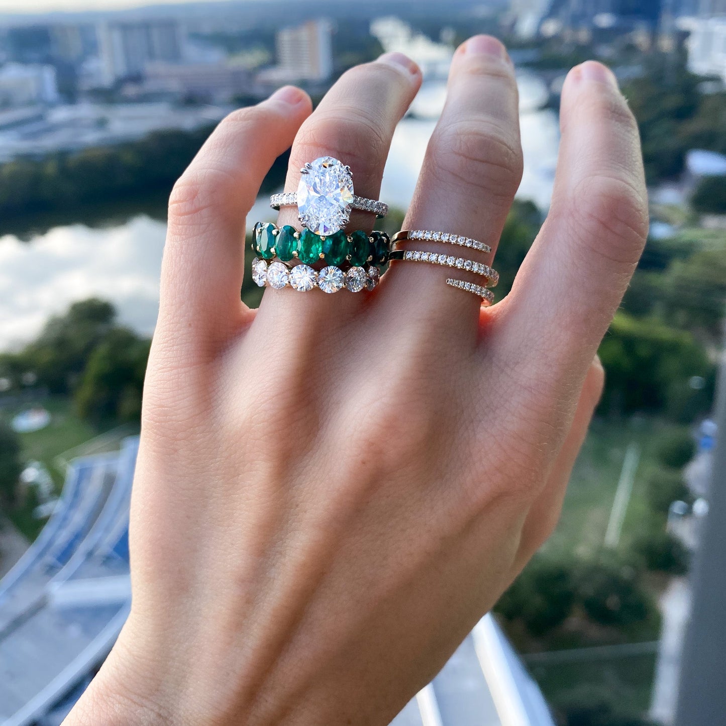 Marquise Shaped Three Stone Lab Grown Diamond Engagement Ring