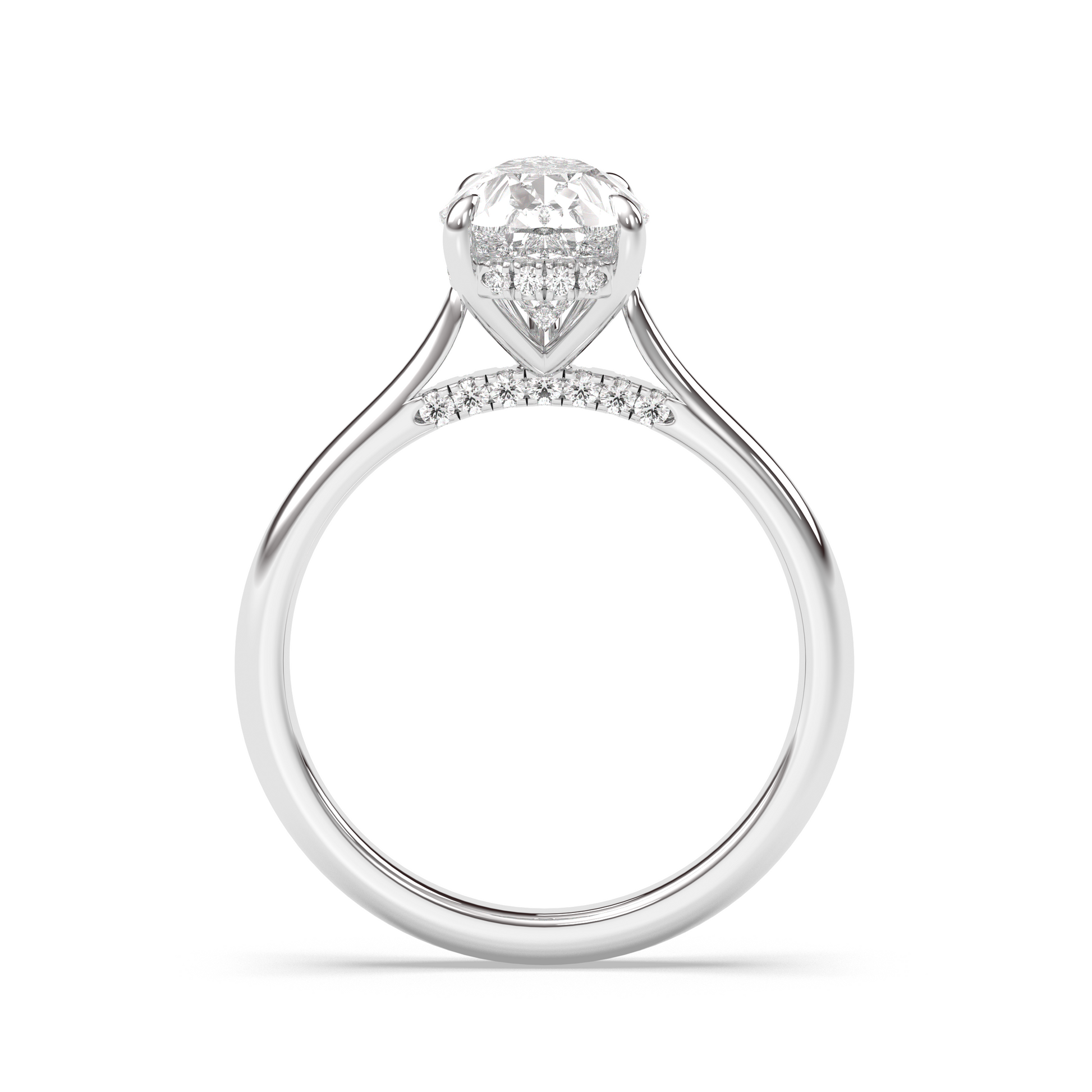 Marquise Shaped Three Stone Lab Grown Diamond Engagement Ring