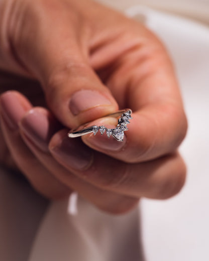 0.34 CT Pear Stones Curved Style Lab Grown Diamond Wedding Band