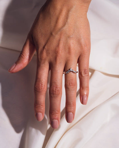 0.34 CT Pear Stones Curved Style Lab Grown Diamond Wedding Band