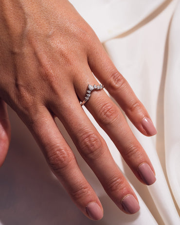 0.34 CT Pear Stones Curved Style Lab Grown Diamond Wedding Band