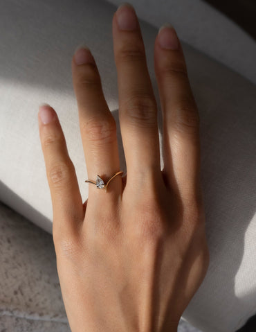 0.45 CT Pear Swirl Solitaire Minimal Daily Wear Lab Grown Engagement Ring