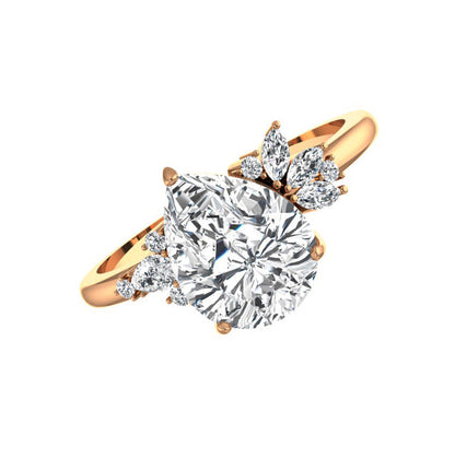 Marquise Shaped Three Stone Lab Grown Diamond Engagement Ring