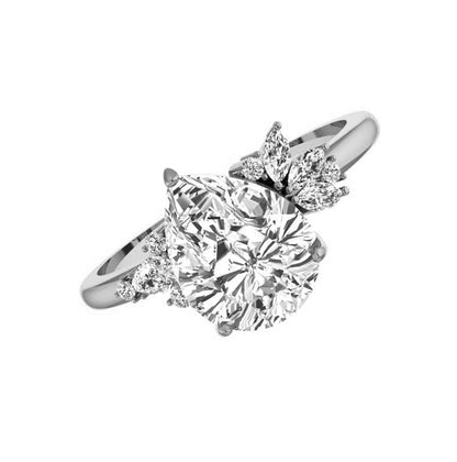 Marquise Shaped Three Stone Lab Grown Diamond Engagement Ring
