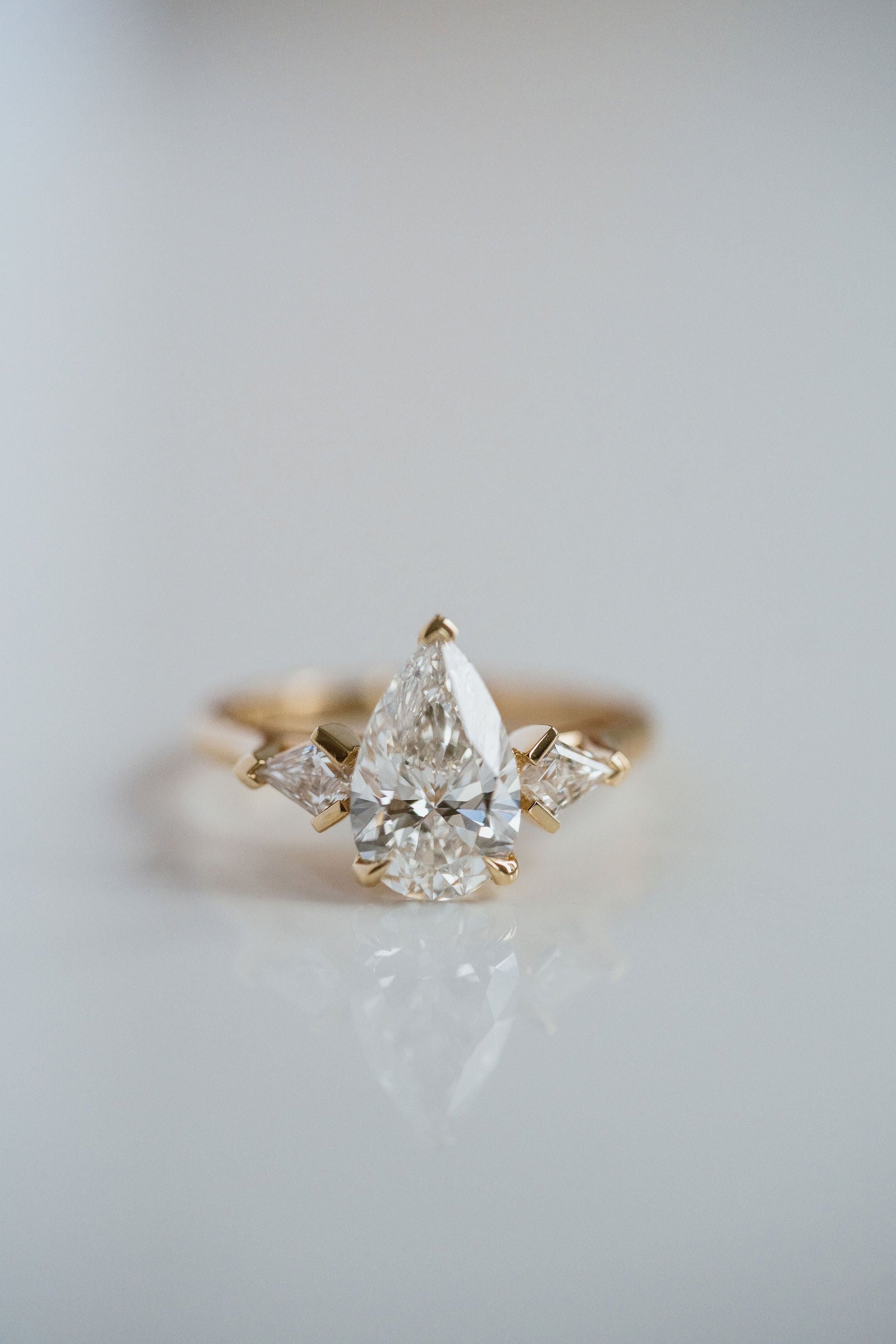 Marquise Shaped Three Stone Lab Grown Diamond Engagement Ring