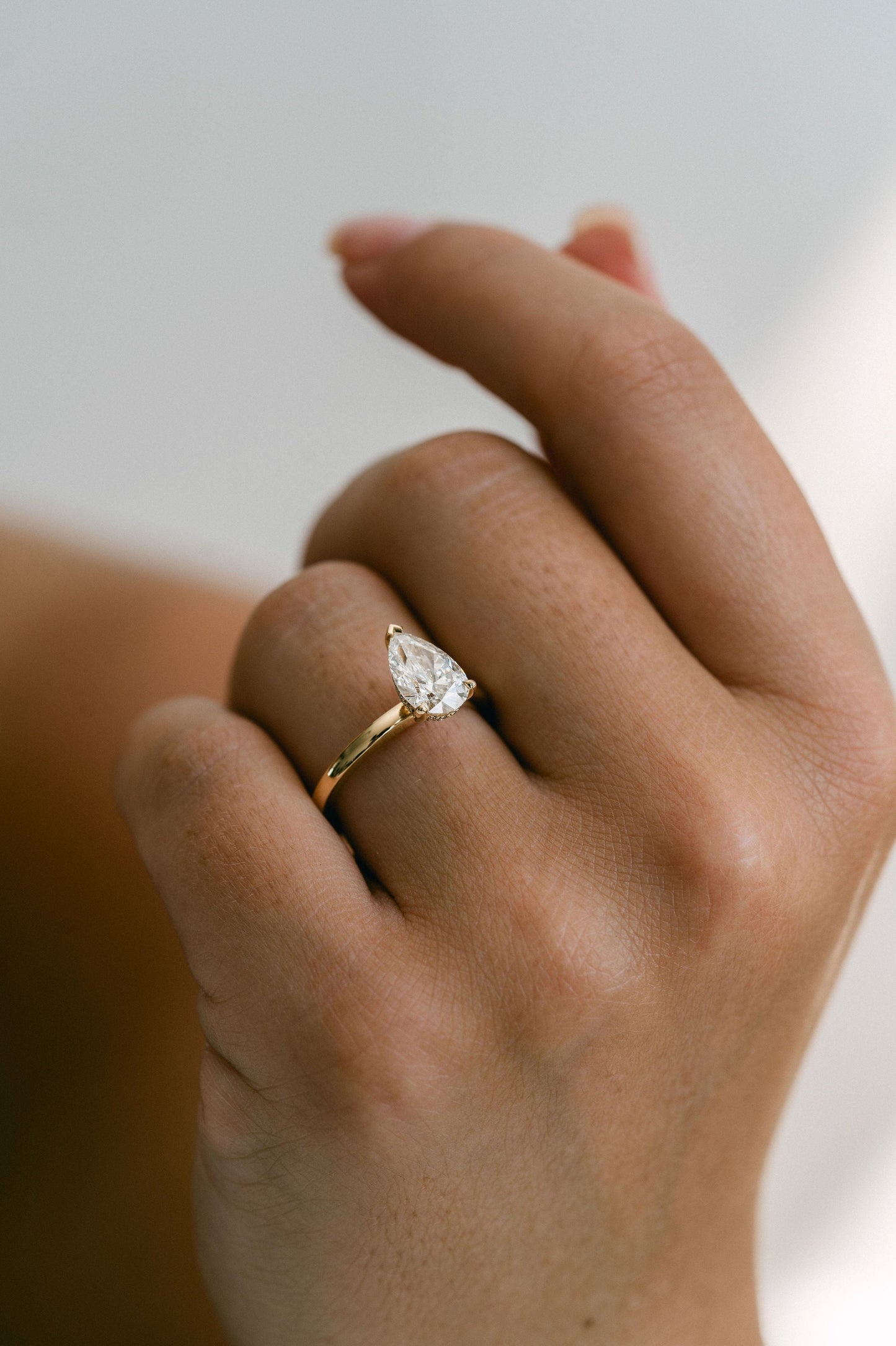 Marquise Shaped Three Stone Lab Grown Diamond Engagement Ring
