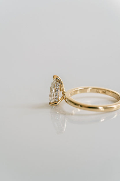 Marquise Shaped Three Stone Lab Grown Diamond Engagement Ring