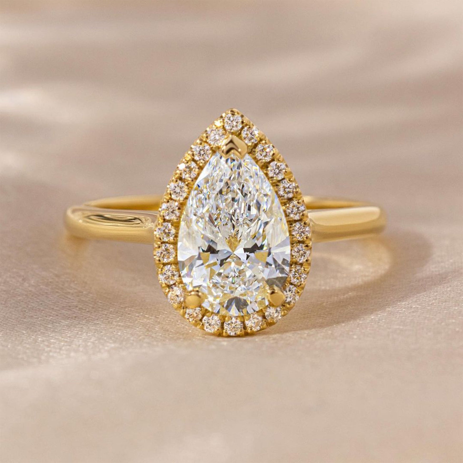 Marquise Shaped Three Stone Lab Grown Diamond Engagement Ring