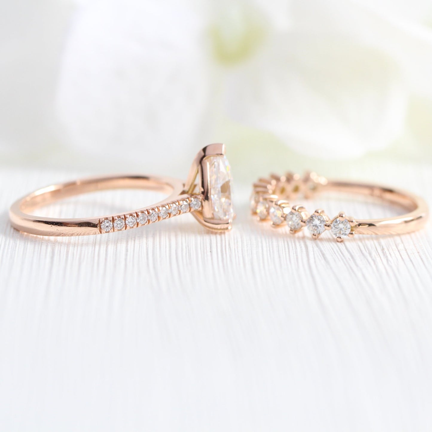 1.5 CT Pear Cut Pave Style Lab Grown Diamond Bridal Ring Set