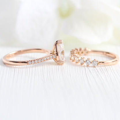 1.5 CT Pear Cut Pave Style Lab Grown Diamond Bridal Ring Set