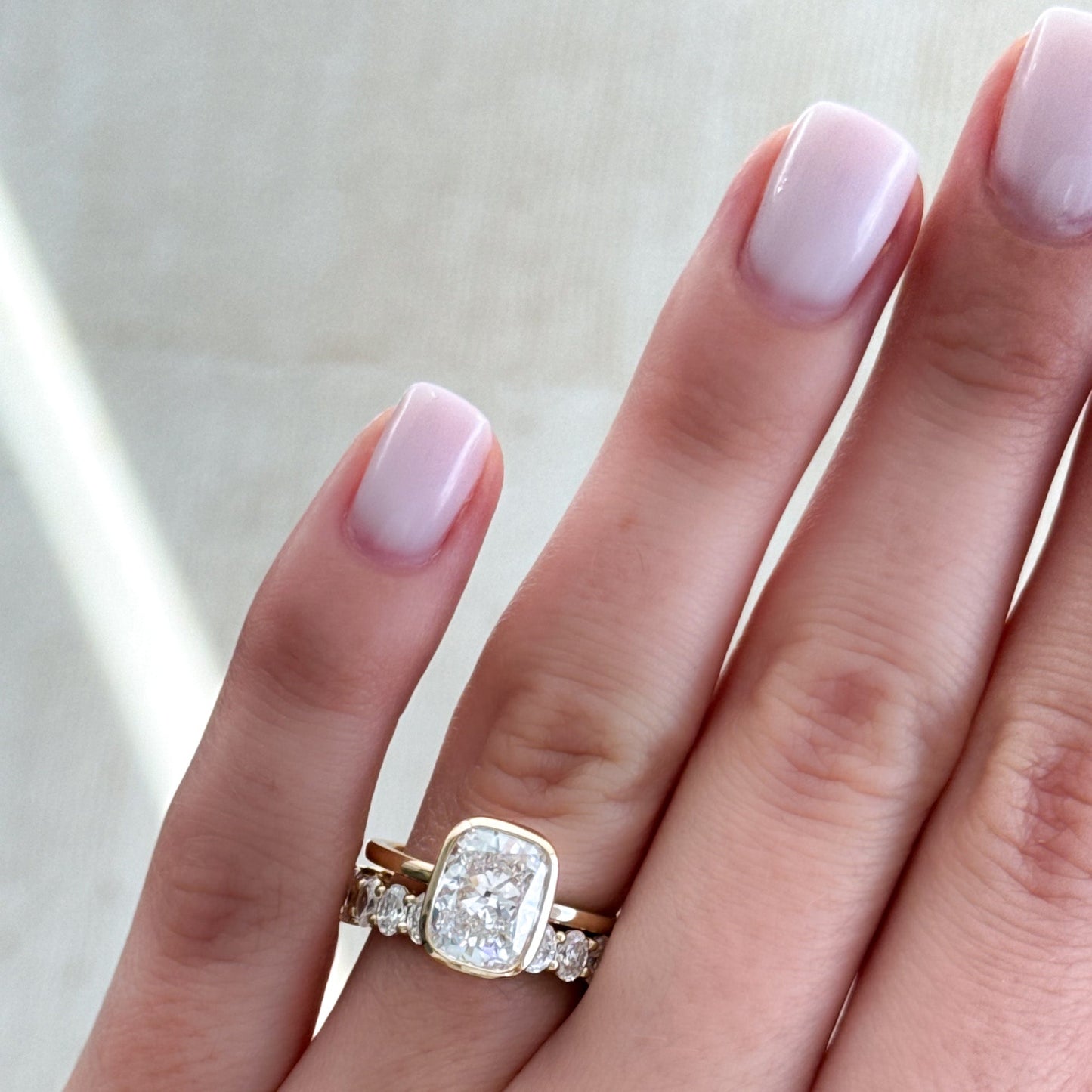 Marquise Shaped Three Stone Lab Grown Diamond Engagement Ring