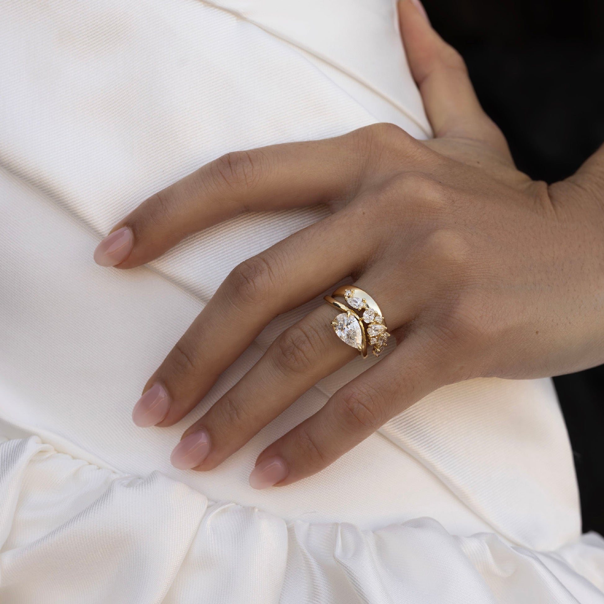 Marquise Cut Cluster Styled Lab Grown Diamond Engagement Ring