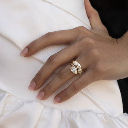 Marquise Cut Cluster Styled Lab Grown Diamond Engagement Ring