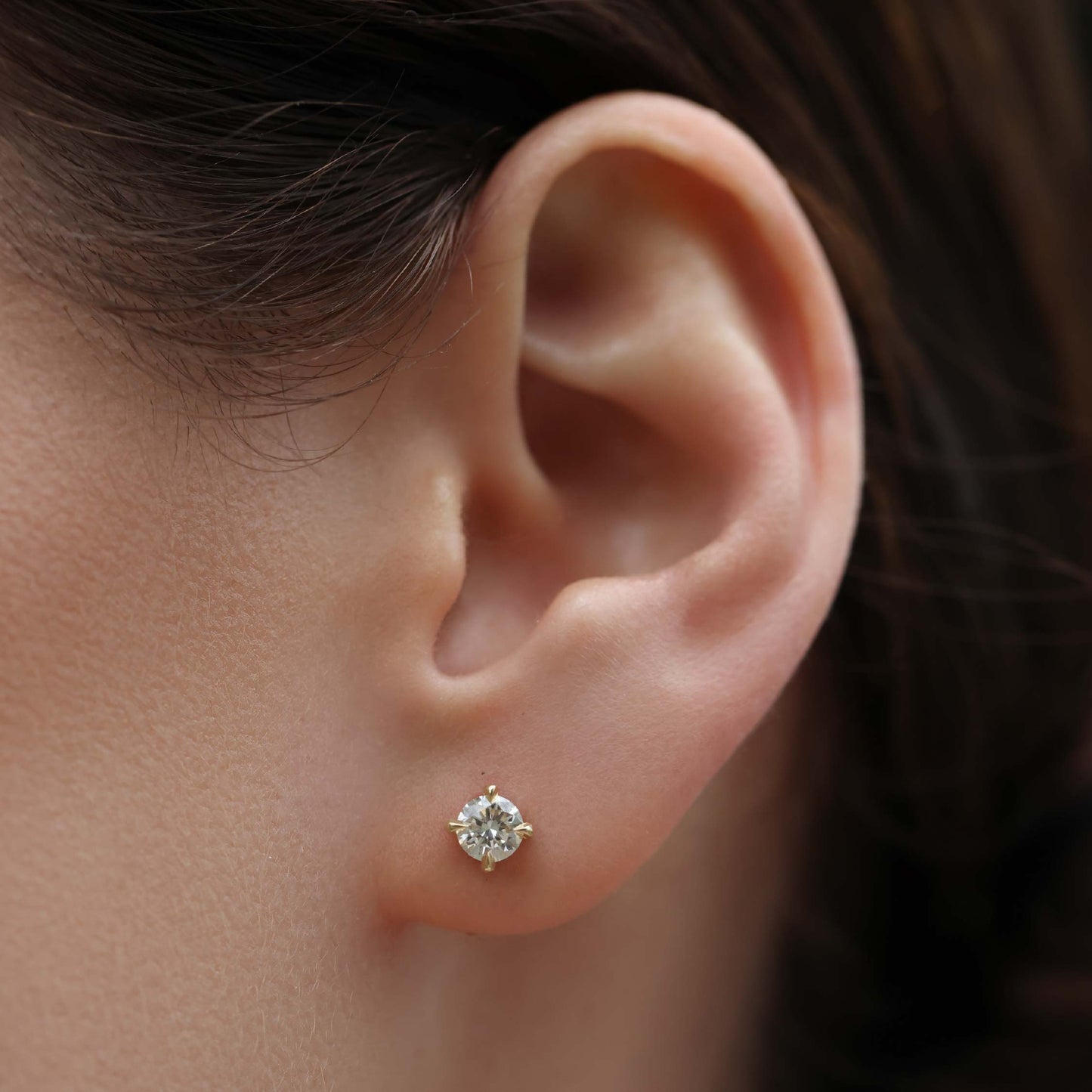 0.50 TCW Round Cut Lab Grown Diamond Stud Earrings in Gold