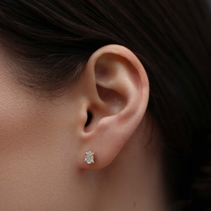 0.50 TCW Pear Cut Lab Grown Diamond Stud Earrings in Gold