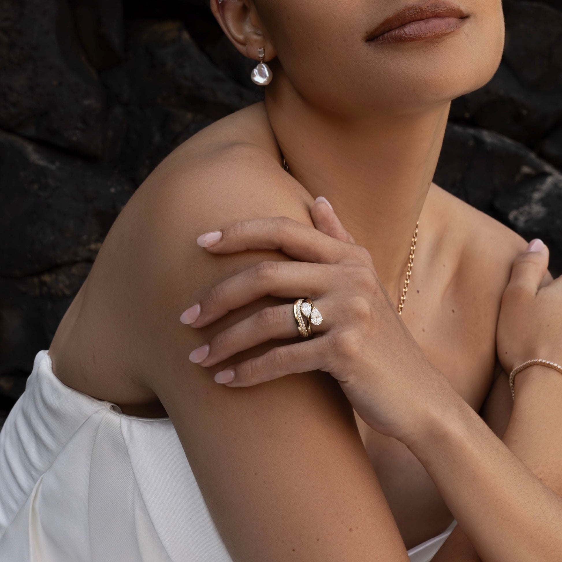 Marquise Cut Cluster Styled Lab Grown Diamond Engagement Ring