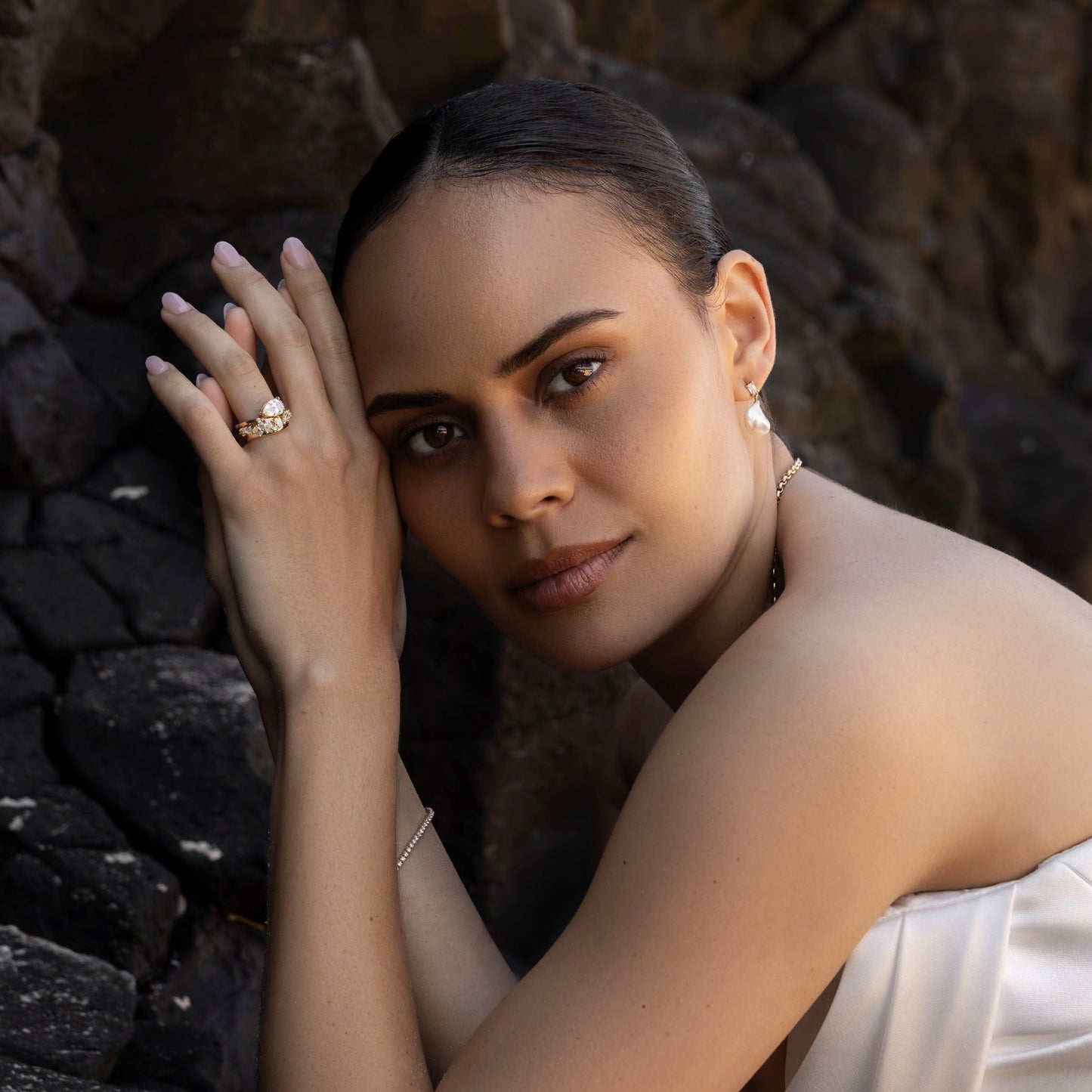 Marquise Cut Cluster Styled Lab Grown Diamond Engagement Ring