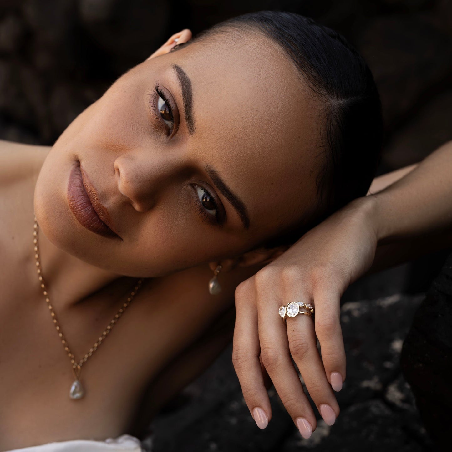 Marquise Cut Cluster Styled Lab Grown Diamond Engagement Ring