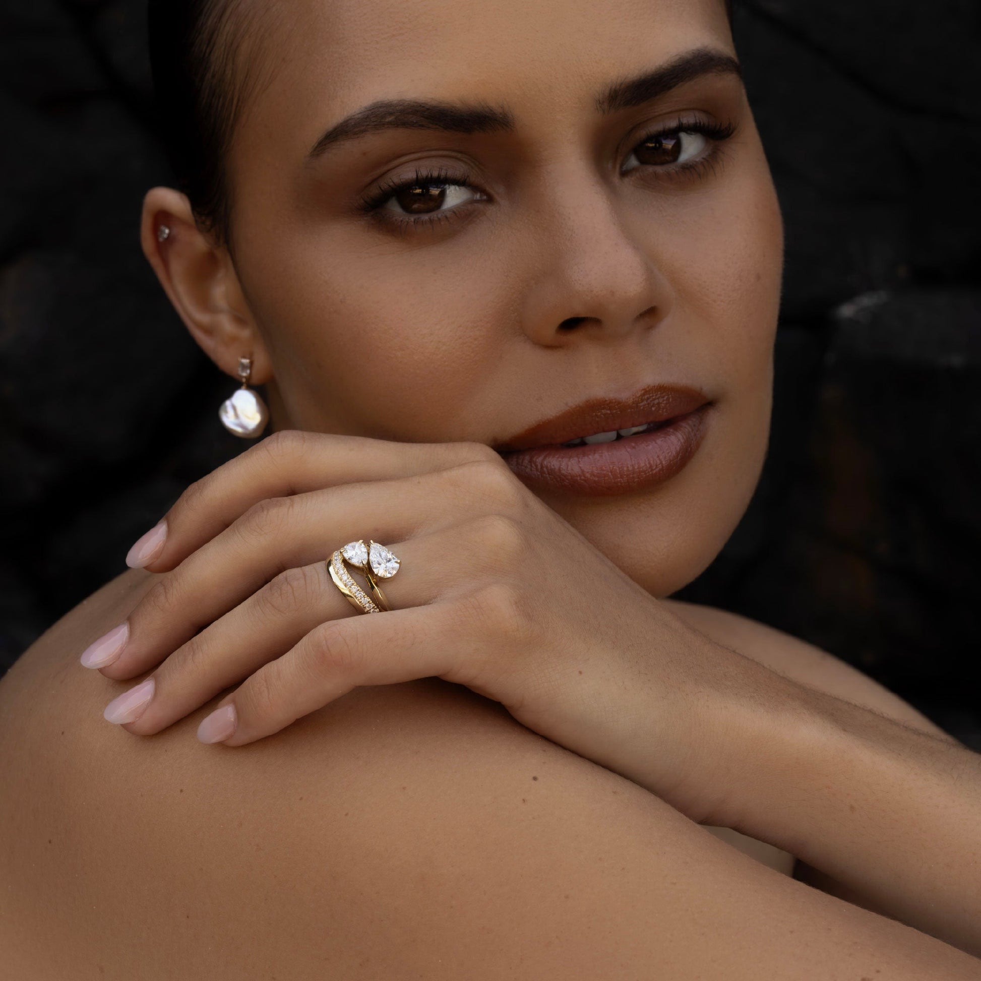 Marquise Cut Cluster Styled Lab Grown Diamond Engagement Ring