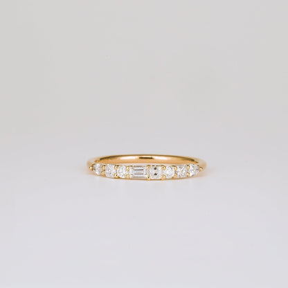 0.40 TCW Round, Pear, Marquise & Baguette Stones Half Eternity Lab Grown Diamond Wedding Band