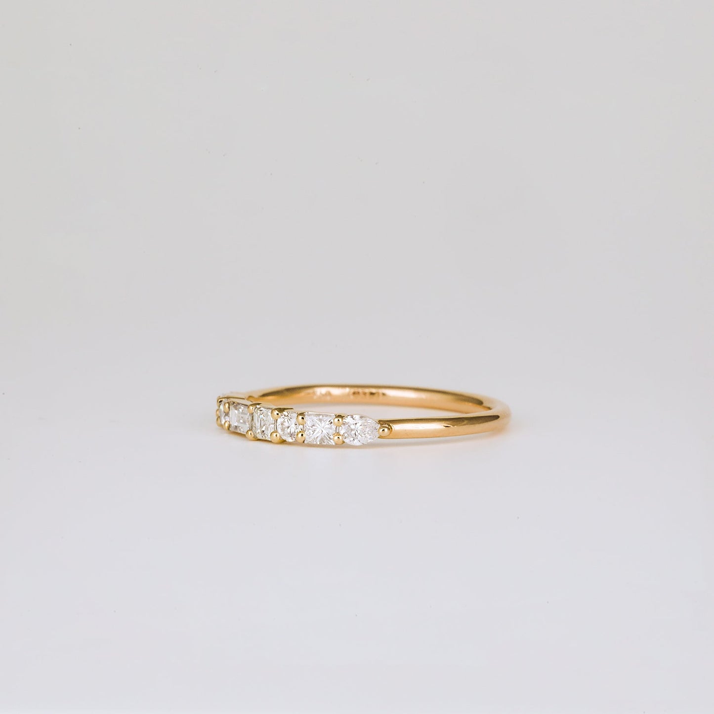 0.40 TCW Round, Pear, Marquise & Baguette Stones Half Eternity Lab Grown Diamond Wedding Band
