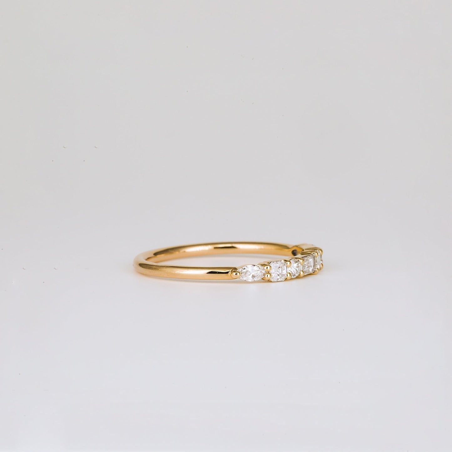 0.40 TCW Round, Pear, Marquise & Baguette Stones Half Eternity Lab Grown Diamond Wedding Band
