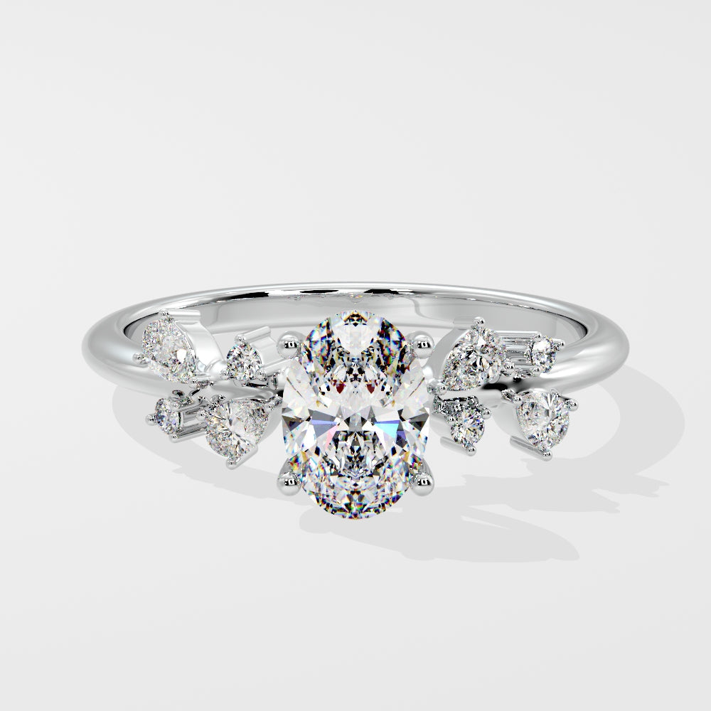 Marquise Shaped Three Stone Lab Grown Diamond Engagement Ring