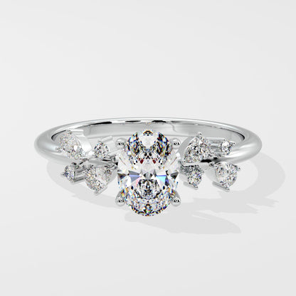 Marquise Shaped Three Stone Lab Grown Diamond Engagement Ring
