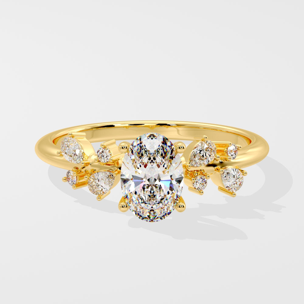 Marquise Shaped Three Stone Lab Grown Diamond Engagement Ring