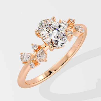 Marquise Shaped Three Stone Lab Grown Diamond Engagement Ring