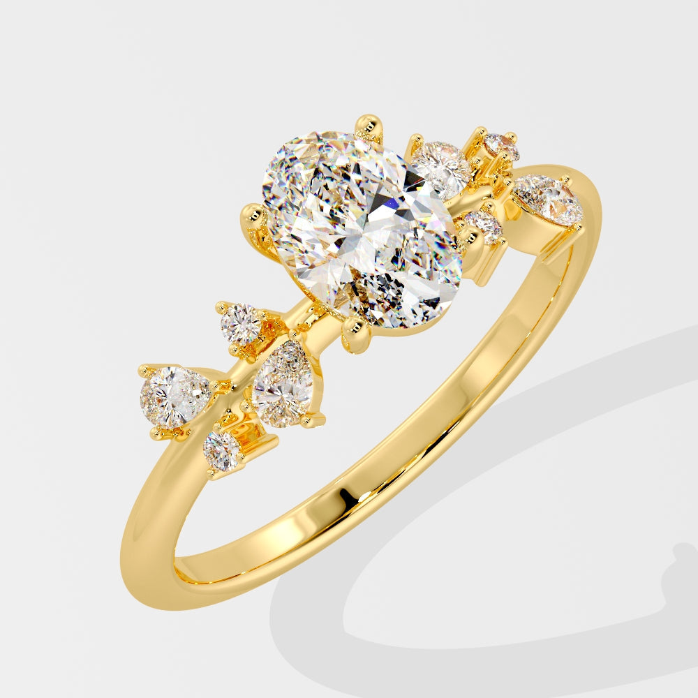 Marquise Shaped Three Stone Lab Grown Diamond Engagement Ring