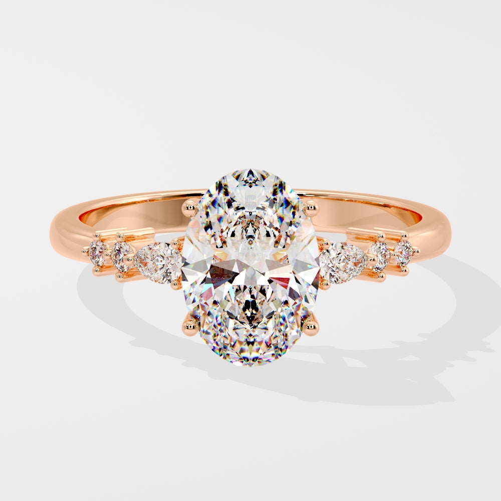 Marquise Shaped Three Stone Lab Grown Diamond Engagement Ring