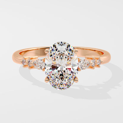 Marquise Shaped Three Stone Lab Grown Diamond Engagement Ring
