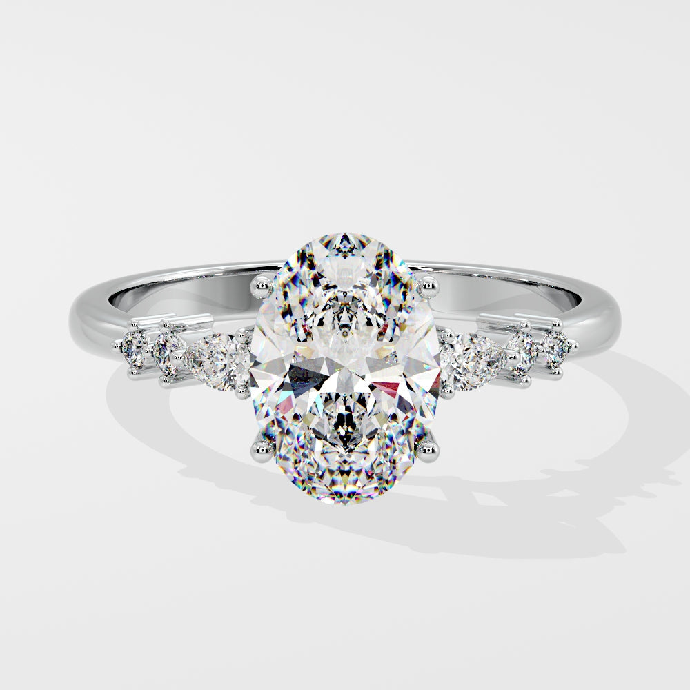 Marquise Shaped Three Stone Lab Grown Diamond Engagement Ring