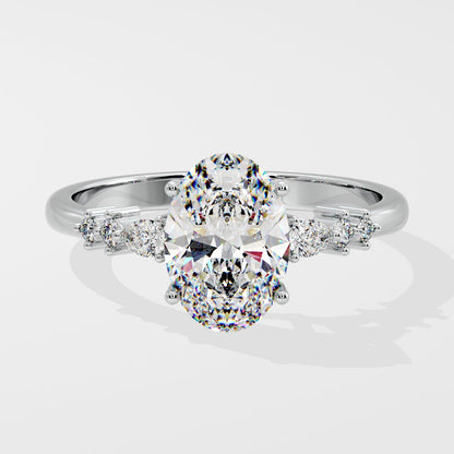 Marquise Shaped Three Stone Lab Grown Diamond Engagement Ring