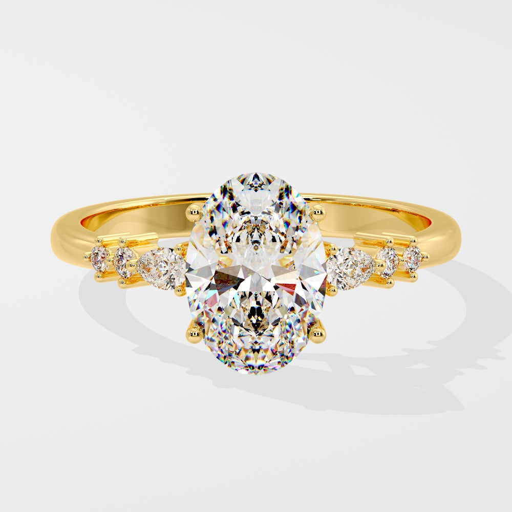 Marquise Shaped Three Stone Lab Grown Diamond Engagement Ring