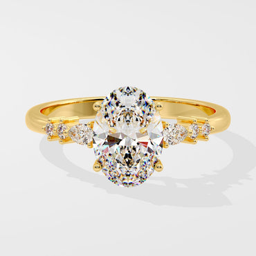 Marquise Shaped Three Stone Lab Grown Diamond Engagement Ring