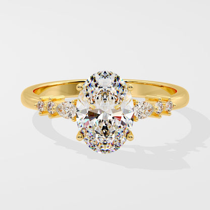 Marquise Shaped Three Stone Lab Grown Diamond Engagement Ring