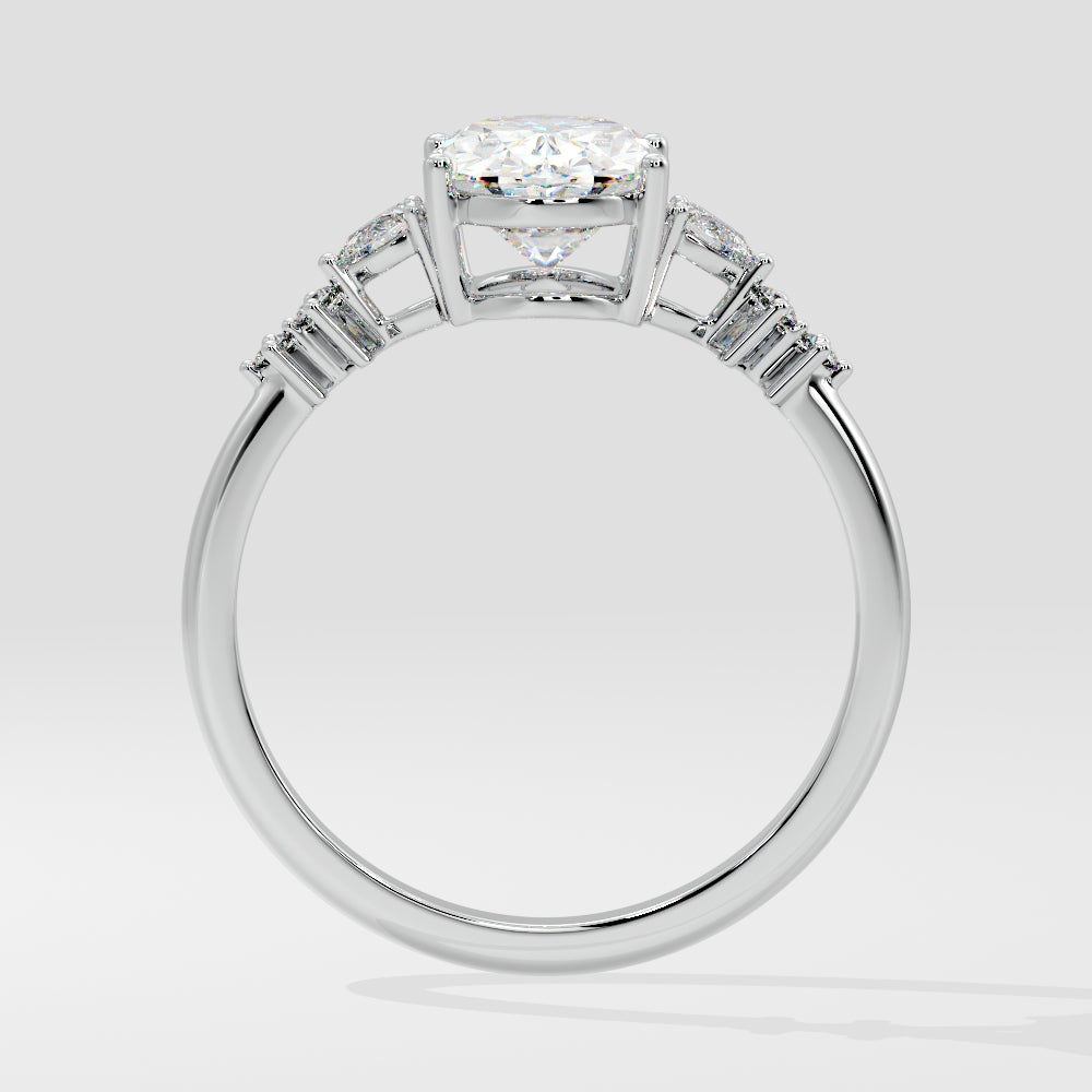 Marquise Shaped Three Stone Lab Grown Diamond Engagement Ring