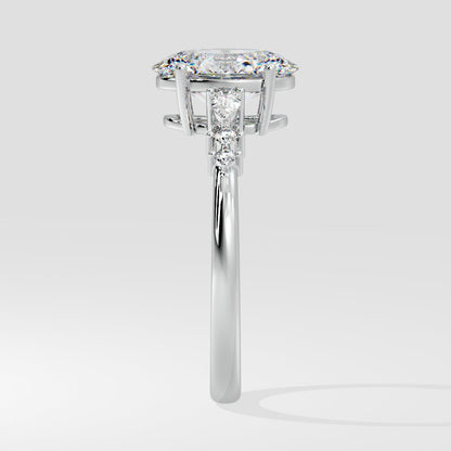 Marquise Shaped Three Stone Lab Grown Diamond Engagement Ring