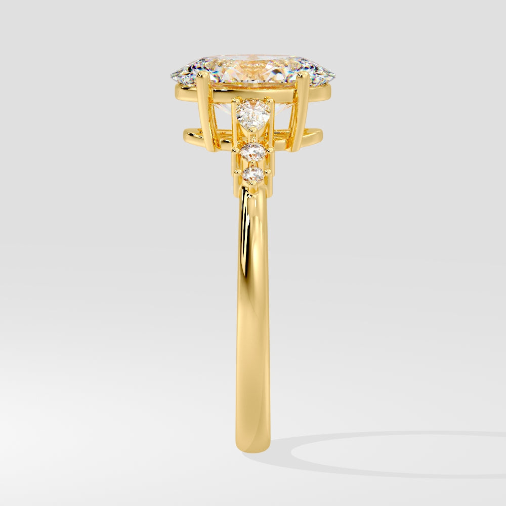 Marquise Shaped Three Stone Lab Grown Diamond Engagement Ring