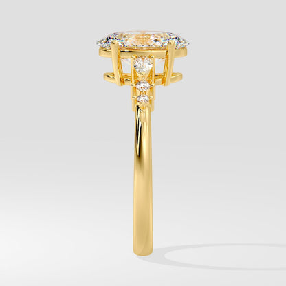 Marquise Shaped Three Stone Lab Grown Diamond Engagement Ring