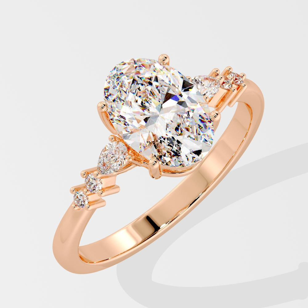 Marquise Shaped Three Stone Lab Grown Diamond Engagement Ring