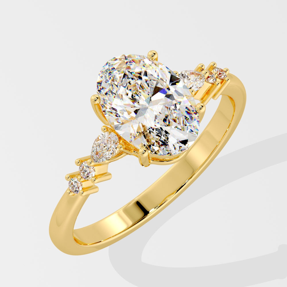 Marquise Shaped Three Stone Lab Grown Diamond Engagement Ring