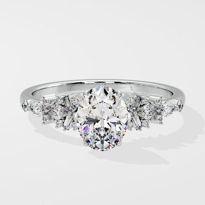 Marquise Shaped Three Stone Lab Grown Diamond Engagement Ring